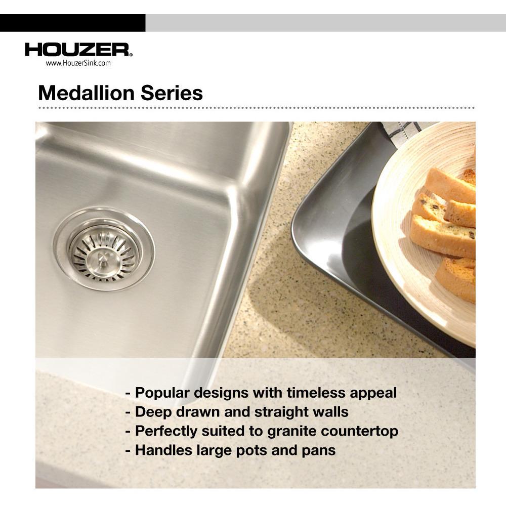 Houzer Medallion Gourmet Series Undermount Stainless Steel 50/50 Double Bowl Kitchen Sink Kitchen Sink - Undermount Houzer