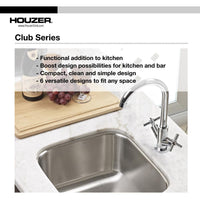 Thumbnail for Houzer Club Series Undermount Stainless Steel Square Bowl Bar/Prep Sink Bar Sink - Undermount Houzer