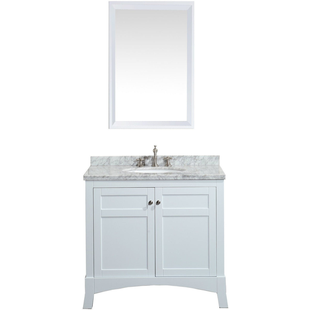 Eviva New York 36" White Vanity, with White Marble Carrera Counter-top, & Sink Vanity Eviva