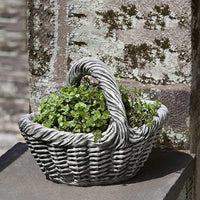 Thumbnail for Campania International Cast Stone Small Basket w/handle Urn/Planter Campania International