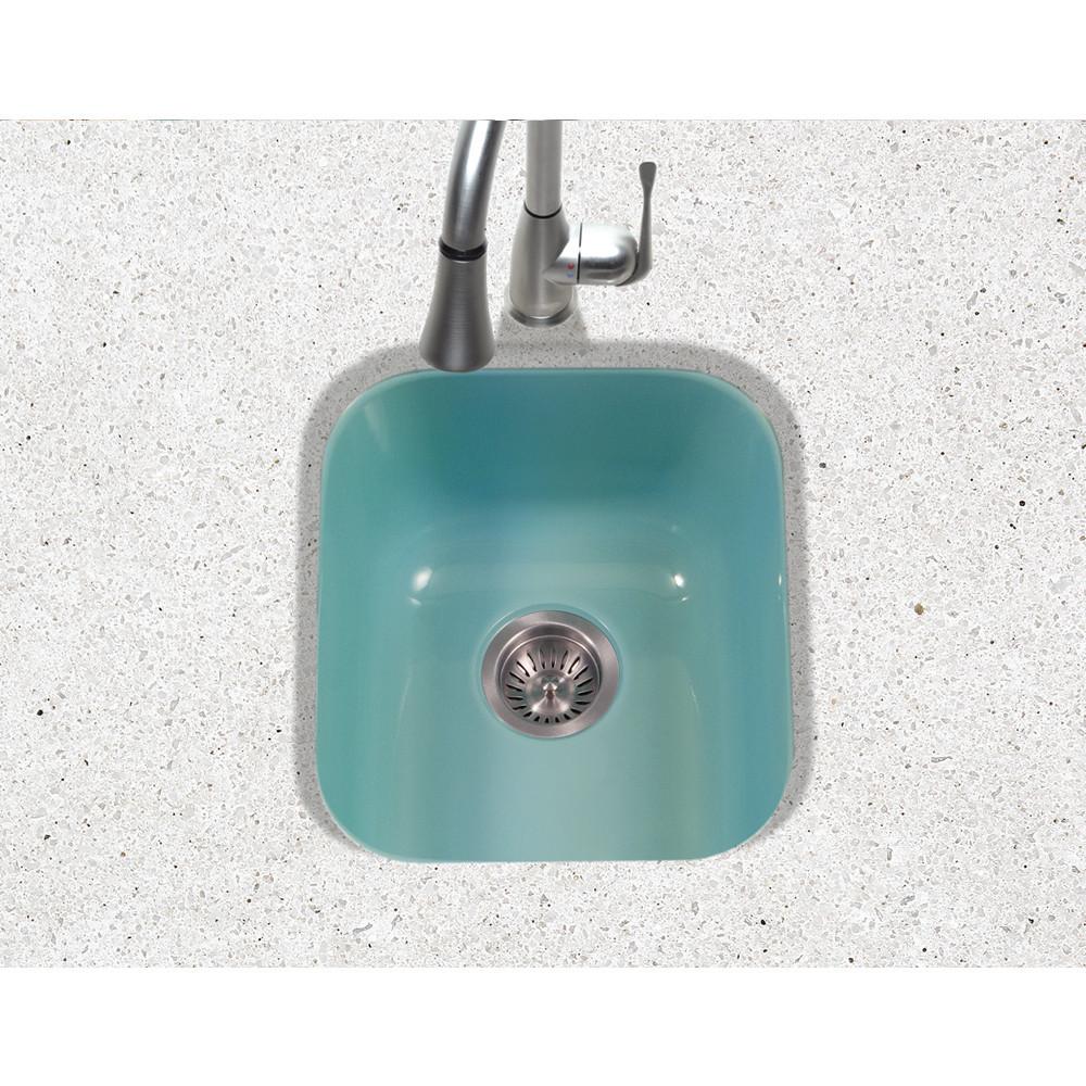 Houzer MT Porcela Series Porcelain Enamel Steel Undermount Bar/Prep Sink, Mint Kitchen Sink - Undermount Houzer
