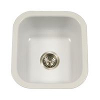 Thumbnail for Houzer WH Porcela Series Porcelain Enamel Steel Undermount Bar/Prep Sink, White Kitchen Sink - Undermount Houzer