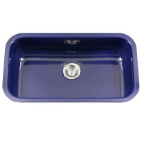 Thumbnail for Houzer NB Porcela Series Porcelain Enamel Steel Undermount Large Single Bowl Kitchen Sink, Navy Blue Kitchen Sink - Undermount Houzer