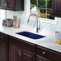 Thumbnail for Houzer NB Porcela Series Porcelain Enamel Steel Undermount Large Single Bowl Kitchen Sink, Navy Blue Kitchen Sink - Undermount Houzer