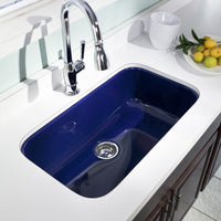 Thumbnail for Houzer NB Porcela Series Porcelain Enamel Steel Undermount Large Single Bowl Kitchen Sink, Navy Blue Kitchen Sink - Undermount Houzer