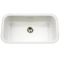 Thumbnail for Houzer WH Porcela Series Porcelain Enamel Steel Undermount Large Single Bowl Kitchen Sink, White Kitchen Sink - Undermount Houzer