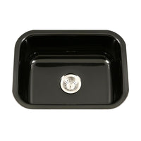 Thumbnail for Houzer BL Porcela Series Porcelain Enamel Steel Undermount Single Bowl Kitchen Sink, Black Kitchen Sink - Undermount Houzer