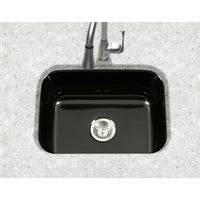 Thumbnail for Houzer BL Porcela Series Porcelain Enamel Steel Undermount Single Bowl Kitchen Sink, Black Kitchen Sink - Undermount Houzer