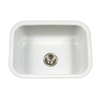 Thumbnail for Houzer WH Porcela Series Porcelain Enamel Steel Undermount Single Bowl Kitchen Sink, White Kitchen Sink - Undermount Houzer