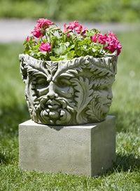Thumbnail for Campania International Cast Stone Textured Sm Low Sq Pedestal Urn/Planter Campania International