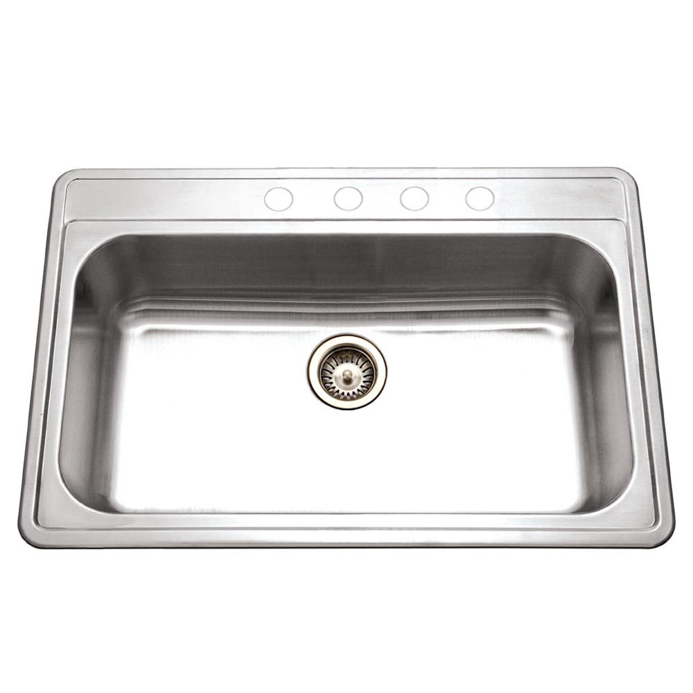 Houzer Premiere Gourmet Series Topmount Stainless Steel 4-Hole Large Single Bowl Kitchen Sink Kitchen Sink - Topmount Houzer