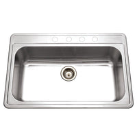 Thumbnail for Houzer Premiere Gourmet Series Topmount Stainless Steel 4-Hole Large Single Bowl Kitchen Sink Kitchen Sink - Topmount Houzer