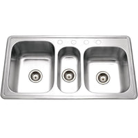 Thumbnail for Houzer Premiere Gourmet Series Topmount Stainless Steel 4-Hole Triple Bowl Kitchen Sink Kitchen Sink - Topmount Houzer