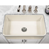 Thumbnail for Houzer BQ Platus Series 33-Inch Apron-Front Fireclay Single Bowl Kitchen Sink, Biscuit Kitchen Sink - Apron Front Houzer 