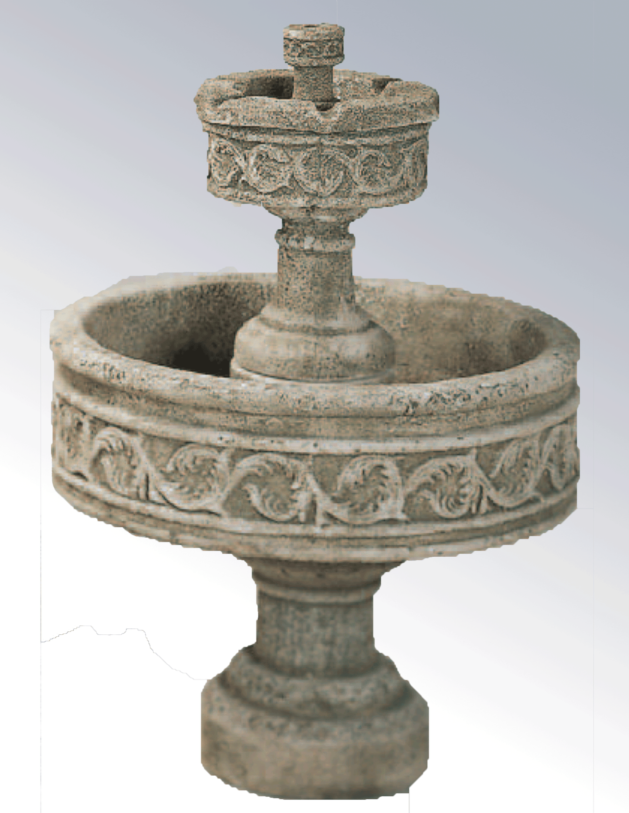 Paestum Two Tier Cast Stone Outdoor Garden Fountains Fountain Tuscan