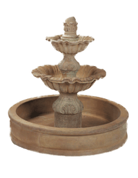 Thumbnail for Regina Two Tier Pond Cast Stone Outdoor Garden Fountains Fountain Tuscan