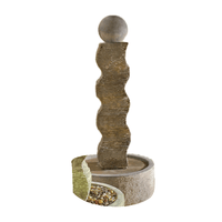Thumbnail for Rustic Wave Outdoor Cast Stone Garden Fountain With Ball Fountain Tuscan