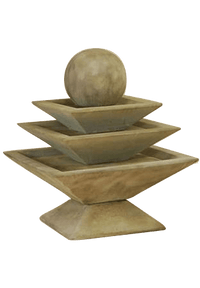 Thumbnail for Shallow Three Tier Tapered Square Outdoor Cast Stone Garden Fountain Fountain Tuscan
