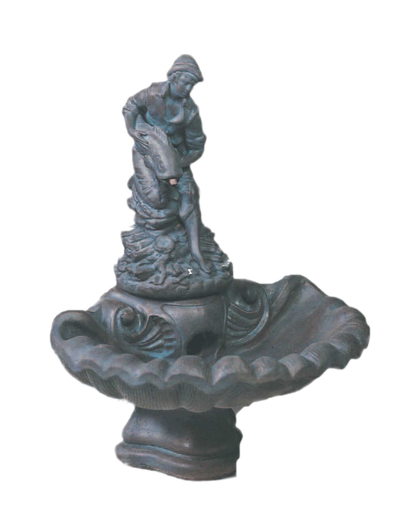 Small One Tier With Fisherboy Cast Stone Outdoor Garden Fountain With Spout Fountain Tuscan