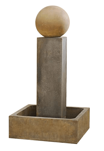 Smooth Pilar Outdoor Cast Stone Garden Fountain Short With Ball Fountain Tuscan