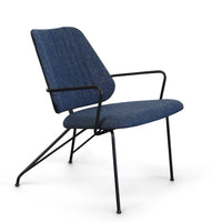 Thumbnail for Taylor Modern Lounge Arm Chair with Matte Black Steel Legs (Leather Back & Upholstered Seat) Dining Chair Gingko