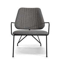 Thumbnail for Taylor Modern Lounge Arm Chair with Matte Black Steel Legs (Leather Back & Upholstered Seat) Dining Chair Gingko Grey
