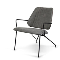 Thumbnail for Taylor Modern Lounge Arm Chair with Matte Black Steel Legs (Leather Back & Upholstered Seat) Dining Chair Gingko