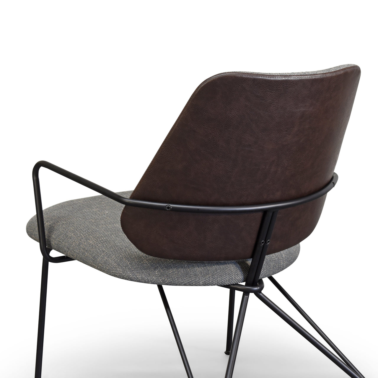 Taylor Modern Lounge Arm Chair with Matte Black Steel Legs (Leather Back & Upholstered Seat) Dining Chair Gingko