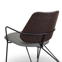 Thumbnail for Taylor Modern Lounge Arm Chair with Matte Black Steel Legs (Leather Back & Upholstered Seat) Dining Chair Gingko