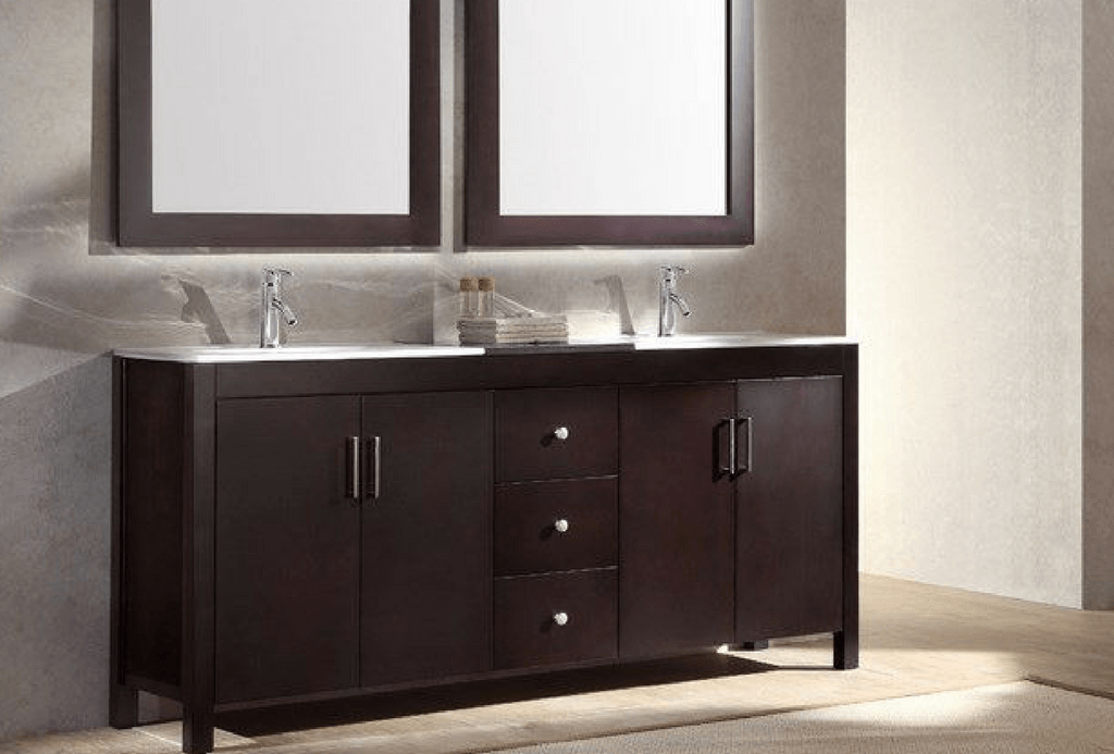 ARIEL Hanson 72" Double Sink Bathroom Vanity Set in Espresso Vanity ARIEL 