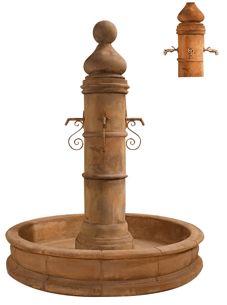 Ventoux Pond Outdoor Cast Stone Garden Fountain (66" Round Pond) For Spouts Fountain Tuscan