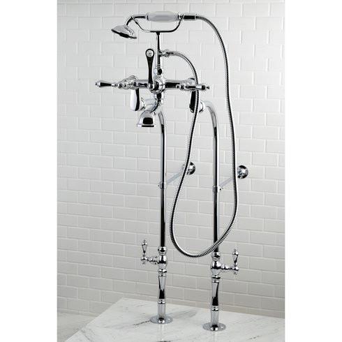 Kingston Brass Vintage Freestanding Tub Filler Package, Polished Chrome Clawfoot Tub Set Kingston Brass