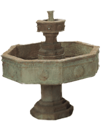 Thumbnail for Volterra Two Tier Cast Stone Outdoor Garden Fountains With Spout Fountain Tuscan