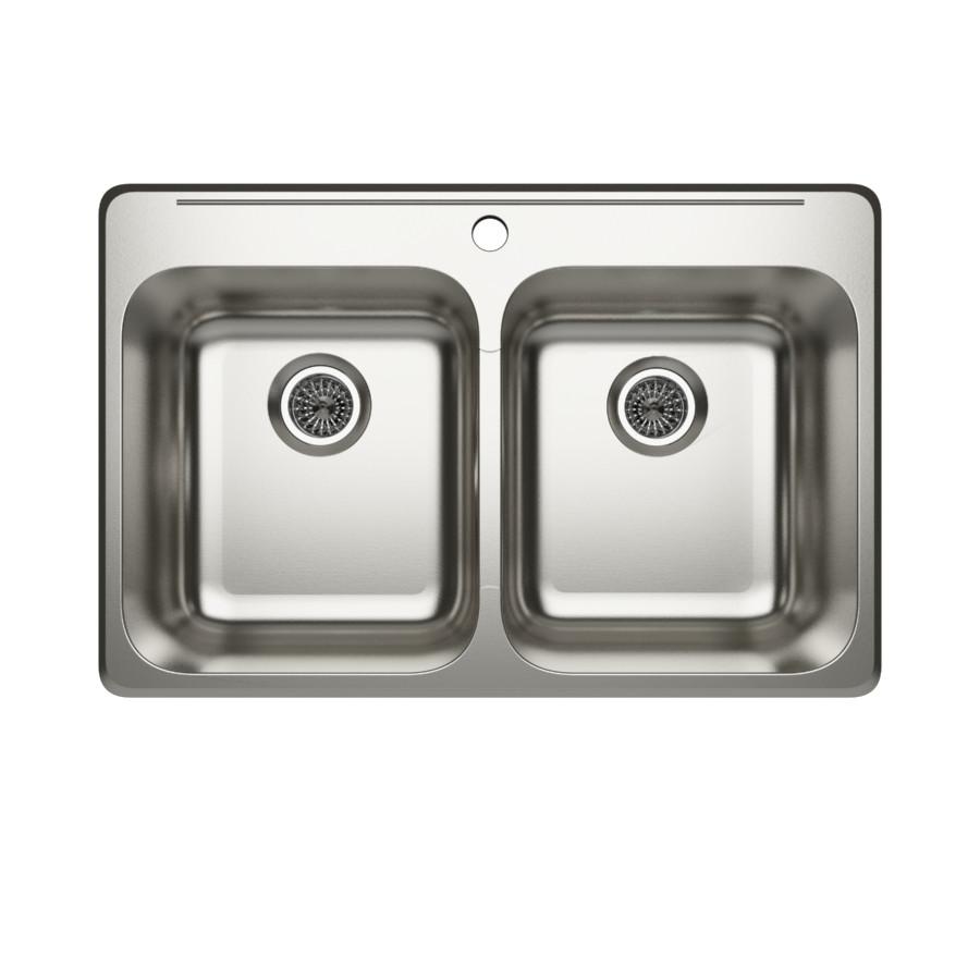 Cantrio Double Bowl 31 1/4" Stainless Steel Top Mount Kitchen sink Kitchen Steel Series Cantrio