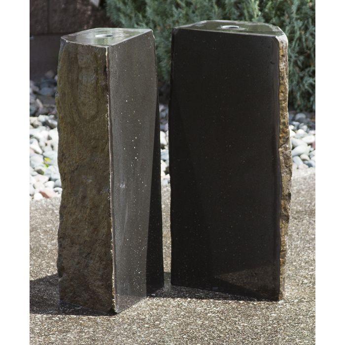 Real Stone Fountains ABBC910 Basalt Fountain Kit - 24″ Double Split Polished 2 Piece Fountain Blue Thumb