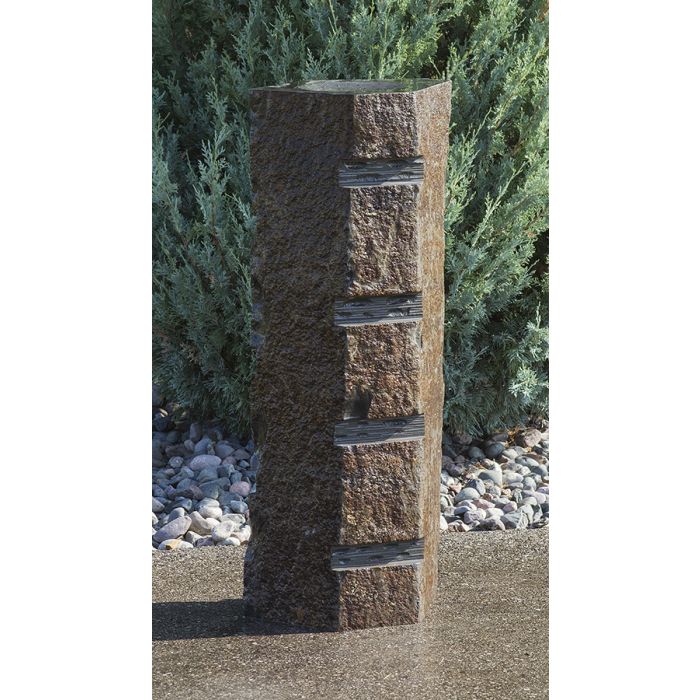 Real Stone Fountains ABBC920 Basalt Fountain Kit - Carved Stripe Fountain Blue Thumb