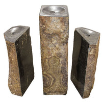 Thumbnail for Real Stone Fountains ABBC940 Basalt Fountain Kit - Trinity Split Polished 3 Piece Fountain Blue Thumb