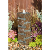 Thumbnail for Real Stone Fountains ABBC920 Basalt Fountain Kit - Carved Stripe Fountain Blue Thumb