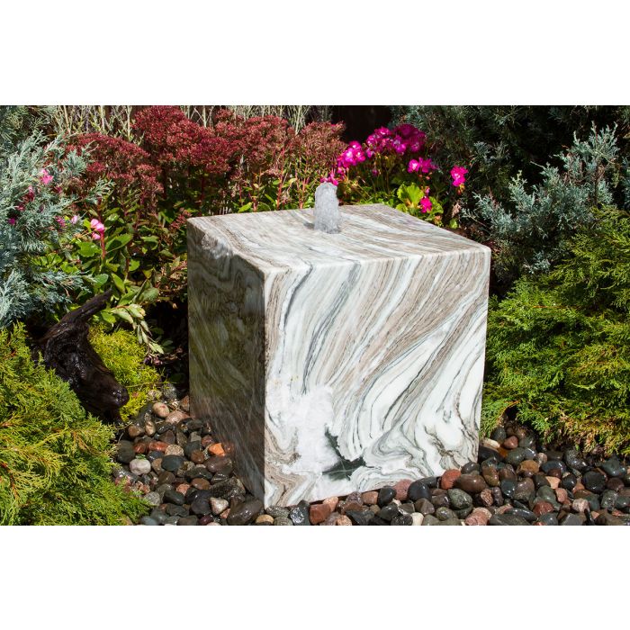 Real Stone Fountains ABART20G 20″ Glacier Marble Cube Fountain Fountain Blue Thumb