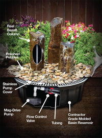 Thumbnail for Real Stone Fountains ABBC118 Fountain Kit - 18″ Small Basalt Fountain Blue Thumb