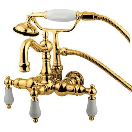 Kingston Brass Vintage 3-3/8" Wall Mount Clawfoot Tub Filler with Hand Shower Clawfoot Tub Filler Kingston Brass