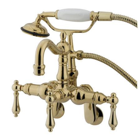 Kingston Brass Vintage 3-3/8"-9" Adjustable Center Wall Mount Clawfoot Tub with Hand Shower Clawfoot Tub Filler Kingston Brass