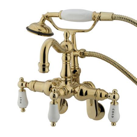 Kingston Brass Vintage 3-3/8"-9" Adjustable Center Wall Mount Clawfoot Tub with Hand Shower Clawfoot Tub Filler Kingston Brass