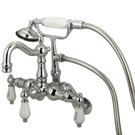 Kingston Brass Vintage 3-3/8"- 9" Adjustable Center Wall Mount Clawfoot Tub with Hand Shower Clawfoot Tub Filler Kingston Brass