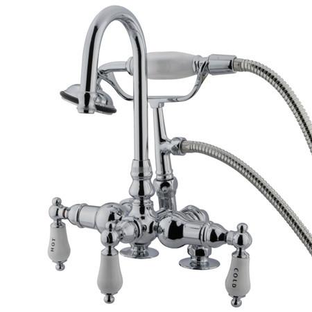 Kingston Brass Vintage 3-3/8" Deck Mount Clawfoot Tub Filler with Hand Shower Clawfoot Tub Filler Kingston Brass
