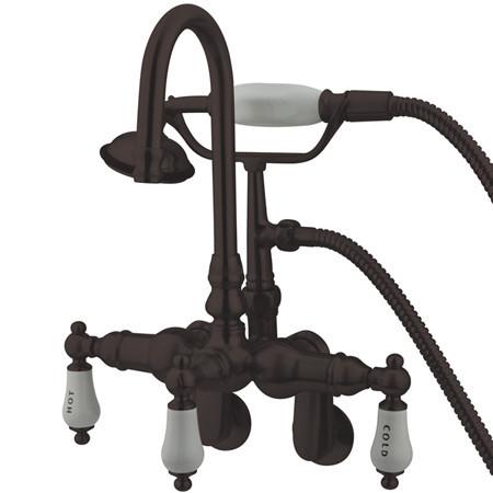 Kingston Brass Vintage 3-3/8" - 9" Adjustable Center Wall Mount Clawfoot Tub Filler with Hand Shower Clawfoot Tub Filler Kingston Brass