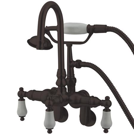 Kingston Brass Vintage 3-3/8"-9" Adjustable Center Wall Mount Clawfoot Tub with Hand Shower Clawfoot Tub Filler Kingston Brass