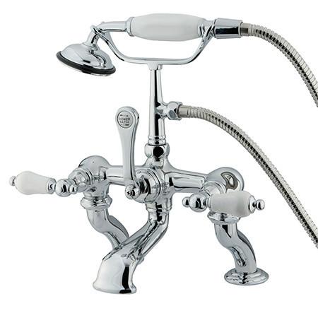 Kingston Brass Vintage Adjustable 3-3/8"-10" Center Deck Mount Clawfoot Tub with Hand Shower Clawfoot Tub Filler Kingston Brass