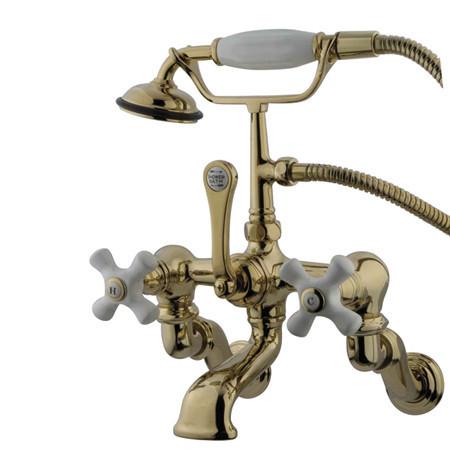 Kingston Brass Vintage Adjustable 3-3/8"-10" Center Wall Mount Clawfoot Tub with Hand Shower Clawfoot Tub Filler Kingston Brass