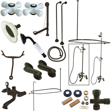 Kingston Brass Vintage Clawfoot Tub with Porcelain Cross Handles, Satin Nickel Clawfoot Tub Set Kingston Brass